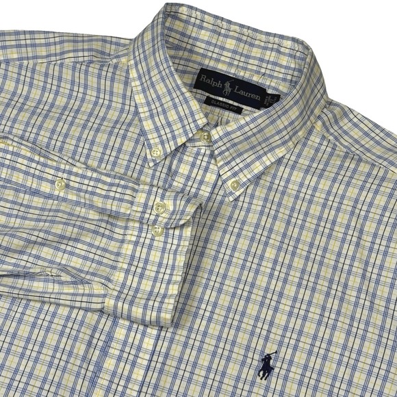 Ralph Lauren Other - Ralph Lauren Mens Plaid Button Down Shirt Blue Yellow Classic‎ Fit 17 32/33